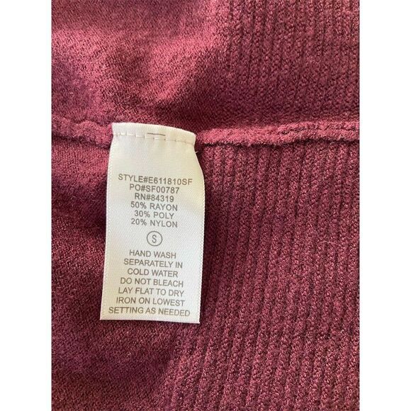 Evolution Open Cardigan Sweater Dark Burgundy Size S​ - Picture 4 of 9
